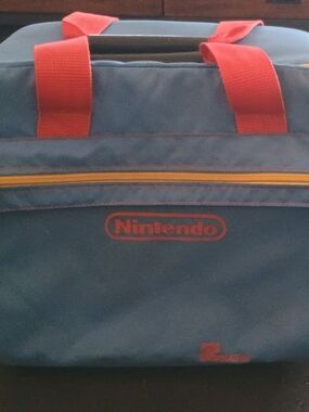 Vintage Nintendo Blue and Red Travel Case - Portable Gaming Bag